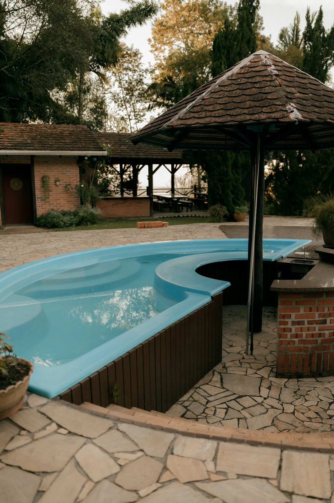 outdoor pool area celebrity home