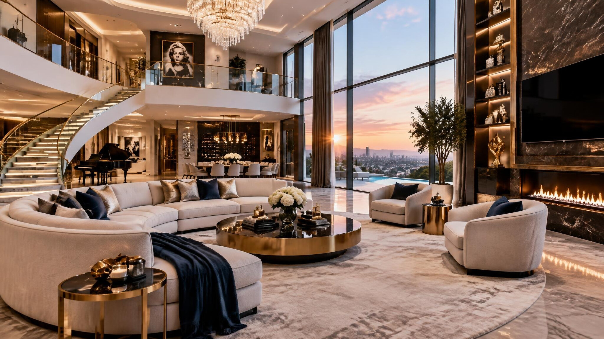 luxury celebrity mansion interior